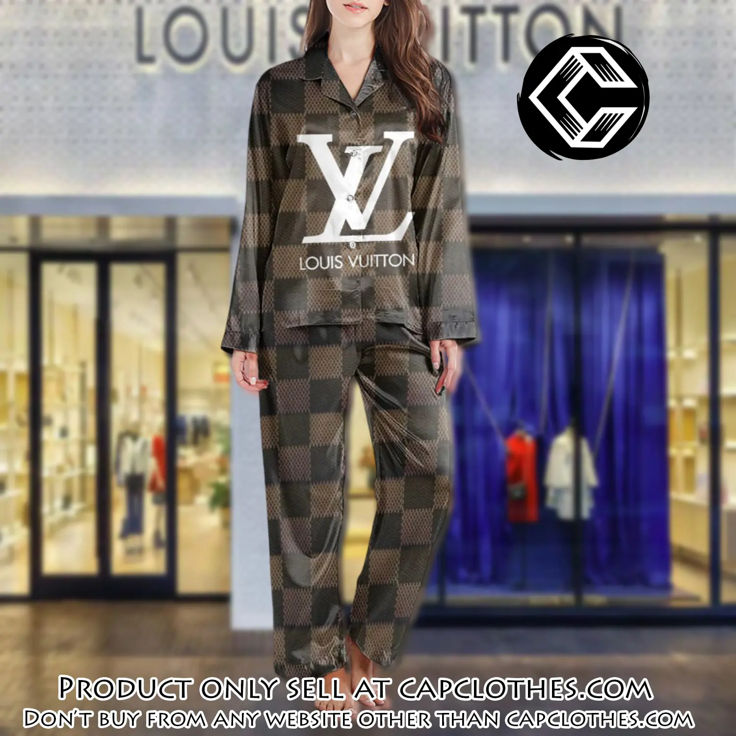 Lv monogram long satin pajama set pjs1025 cc1757583